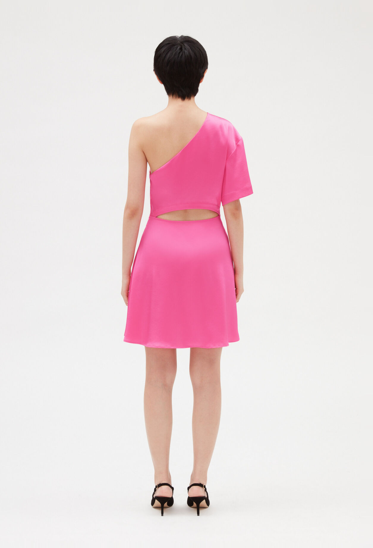Pink asymmetrical mini dress