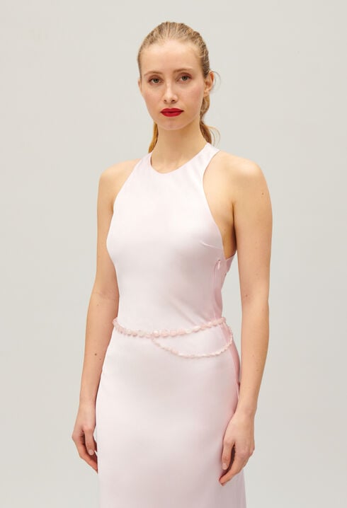 Belt with fine rose quartz stone