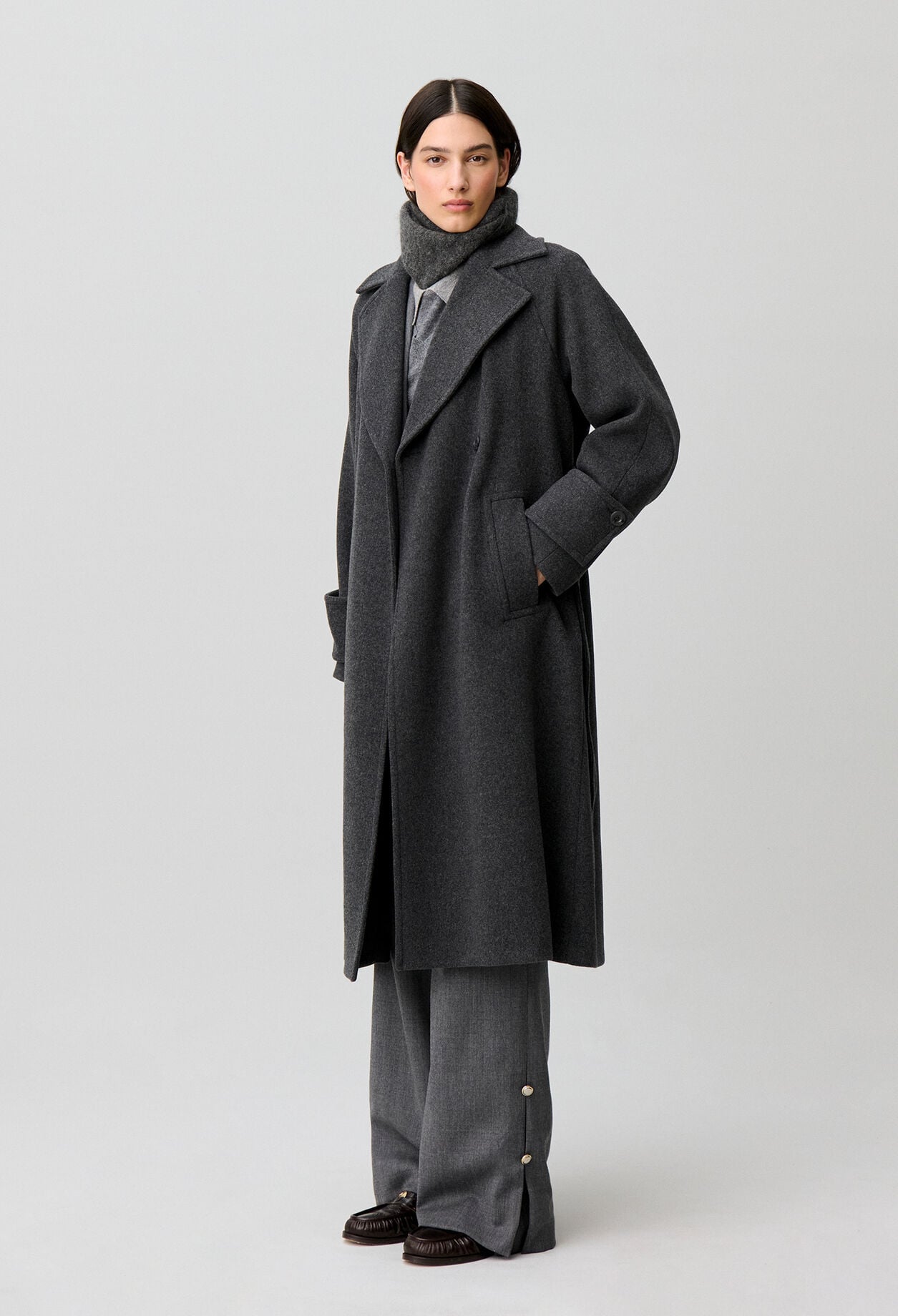 Mid-length wool blend coat