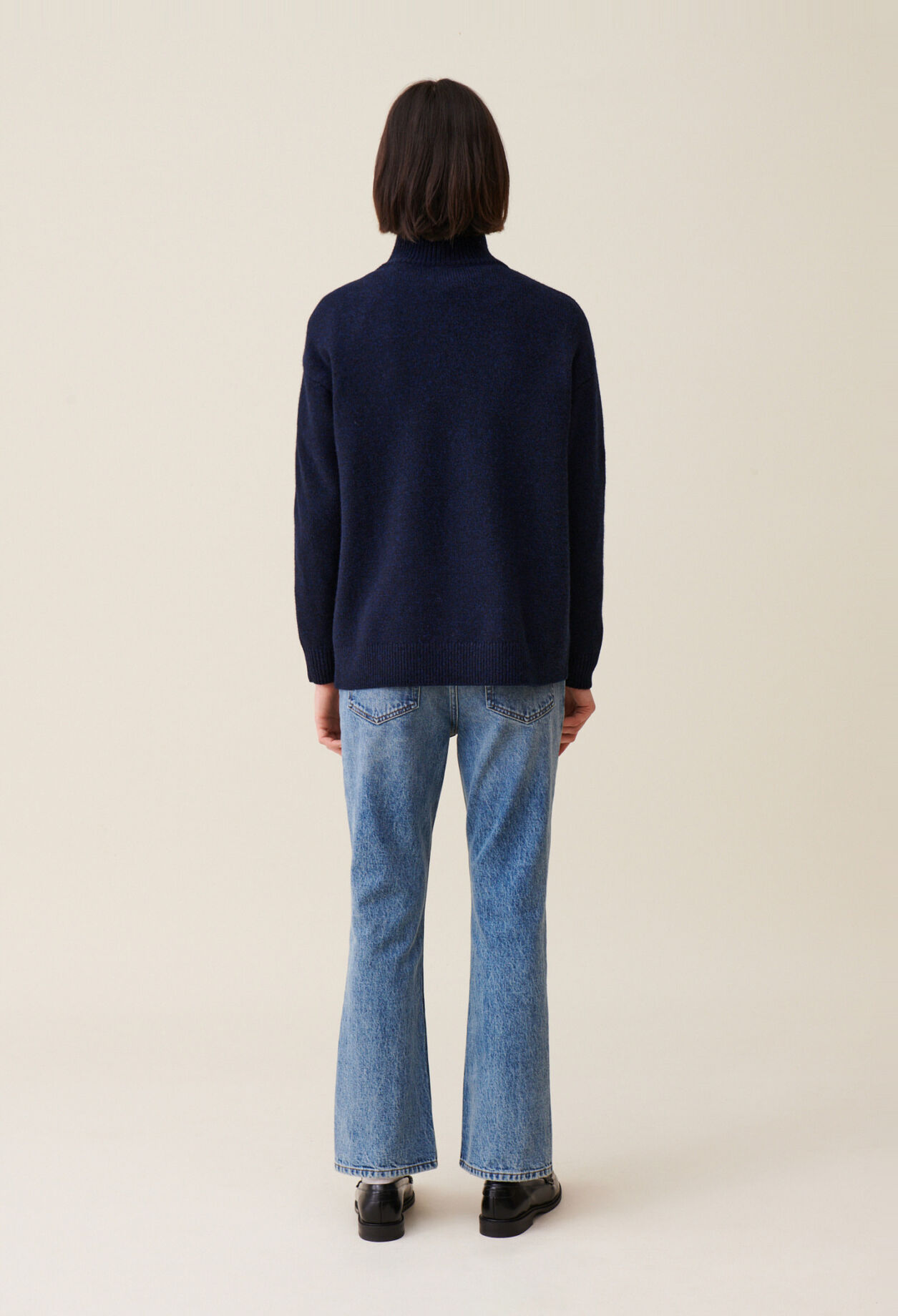 Navy zip-up turtleneck jumper