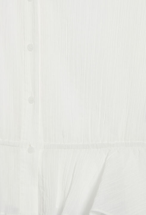 Ruffled cream basque shirt