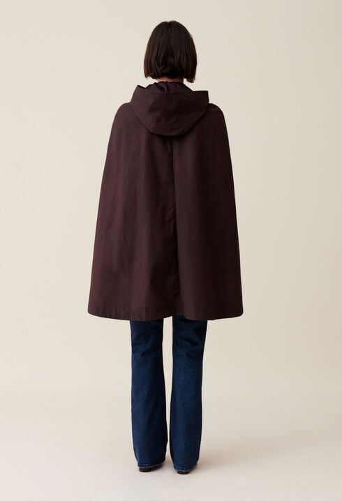 Plum cape with removable hood