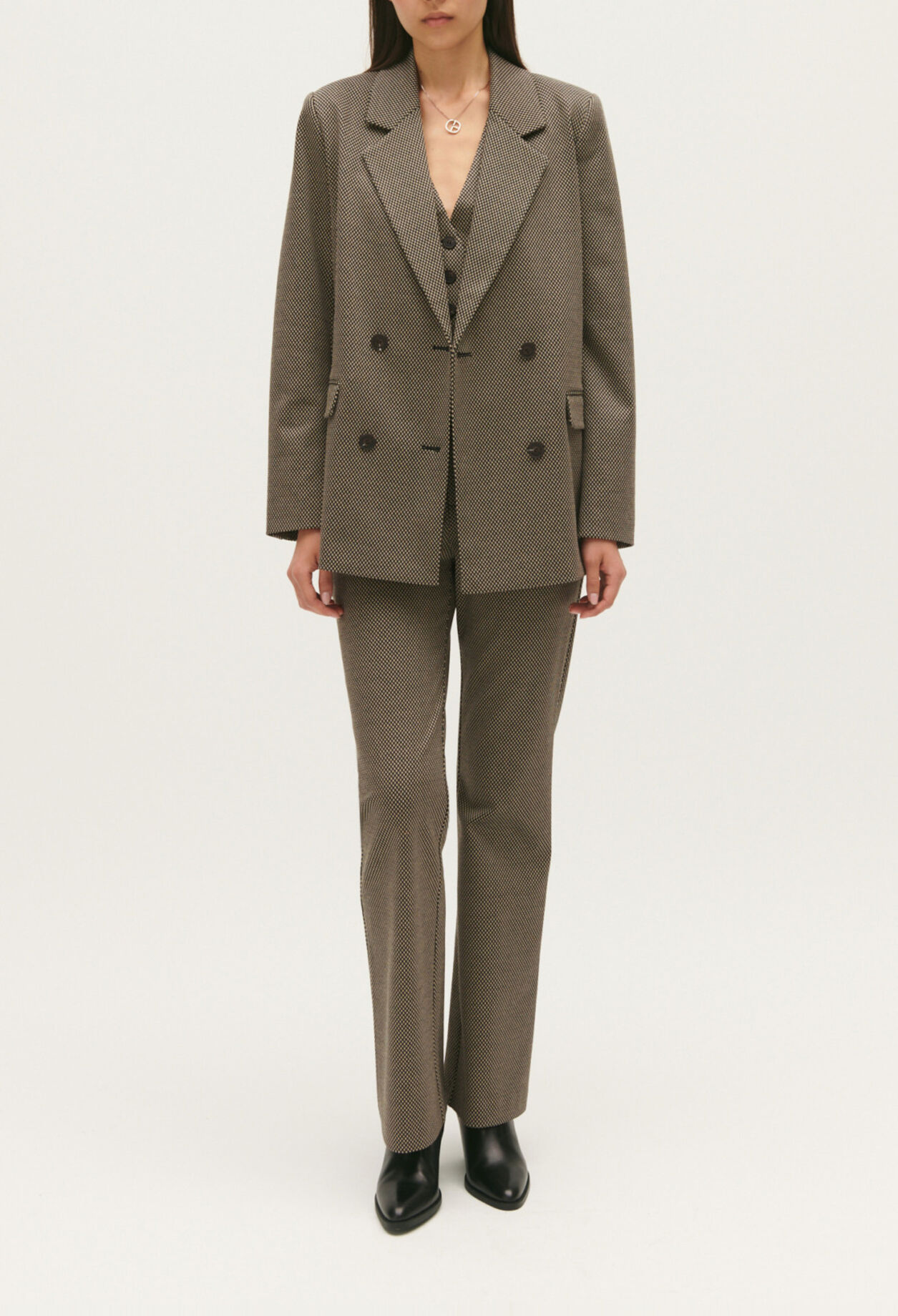 Chocolate houndstooth suit jacket