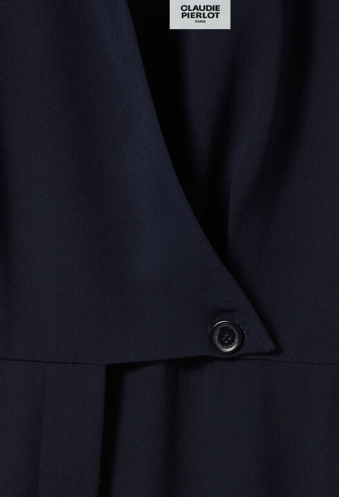 Navy dual-fabric jumpsuit