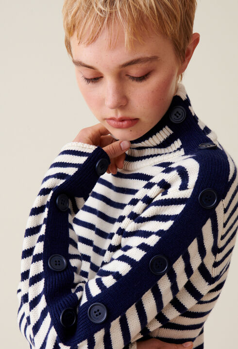 High-neck knitted sailor dress