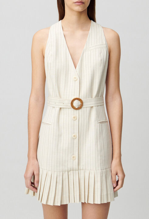 Pleated fitted short dress