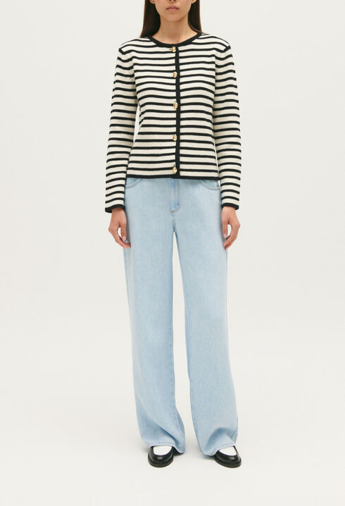Two-tone striped cardigan 