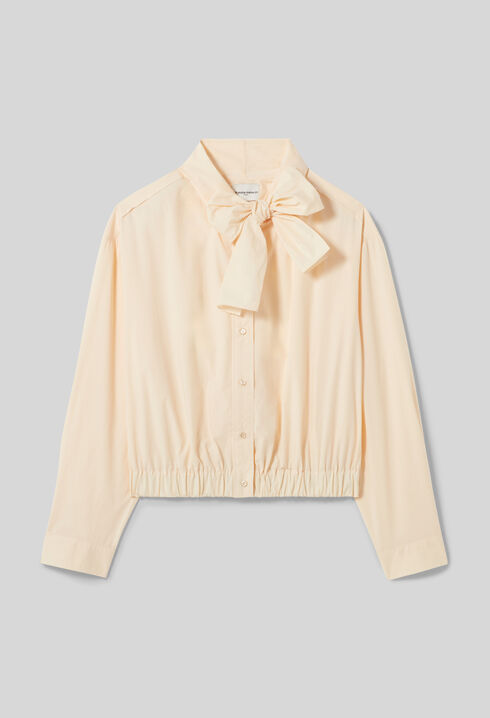 Pussy-bow poplin blouse