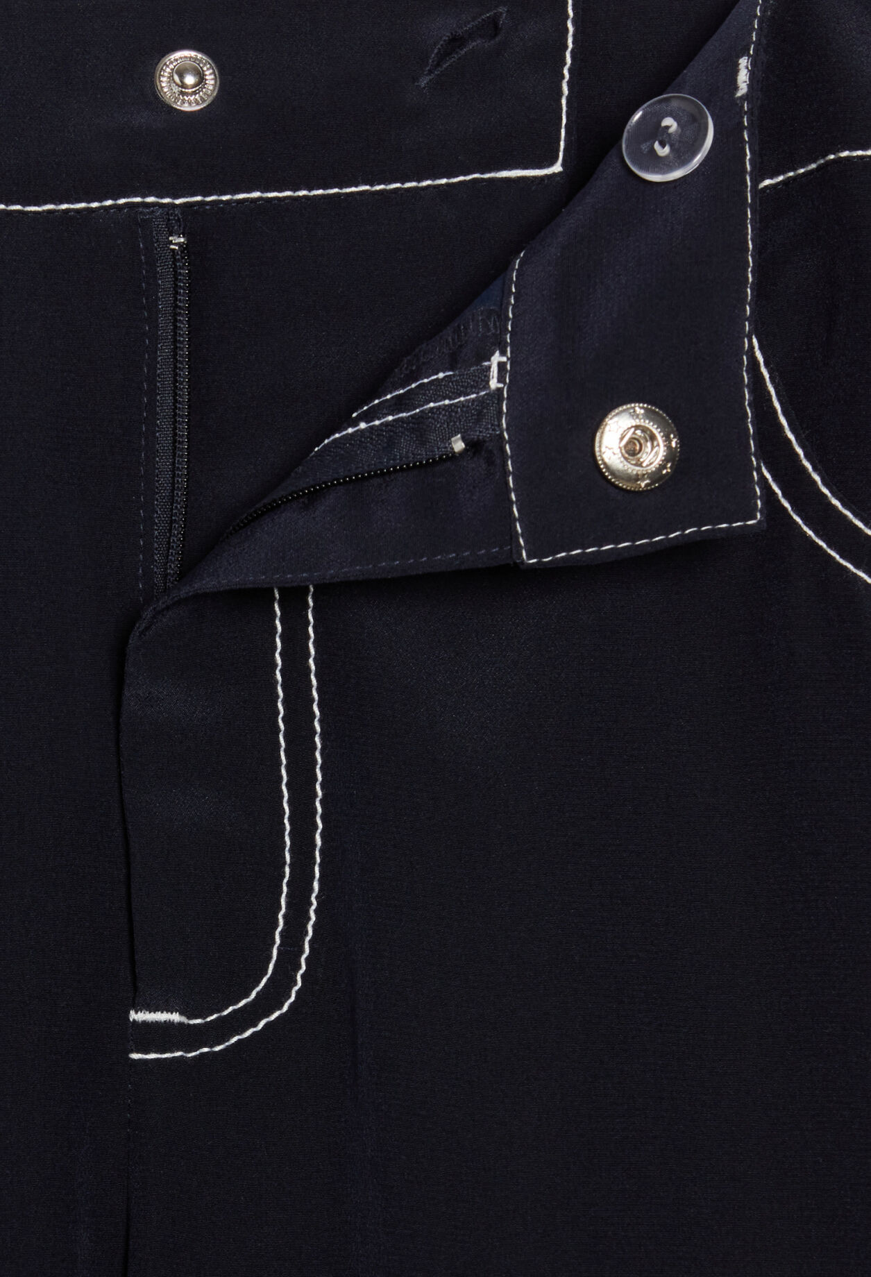 Blue silk long straight trousers