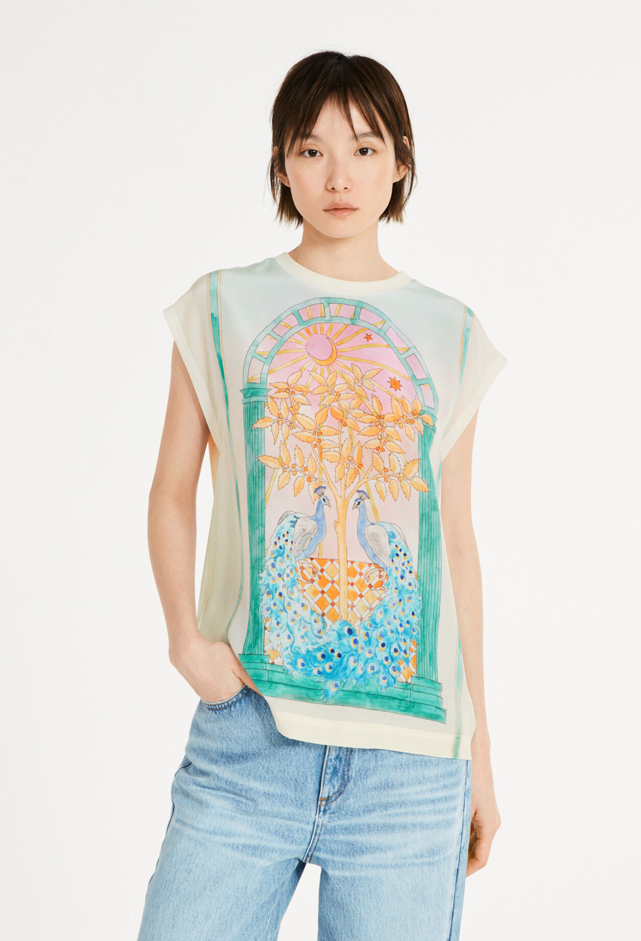 Silk printed t-shirt