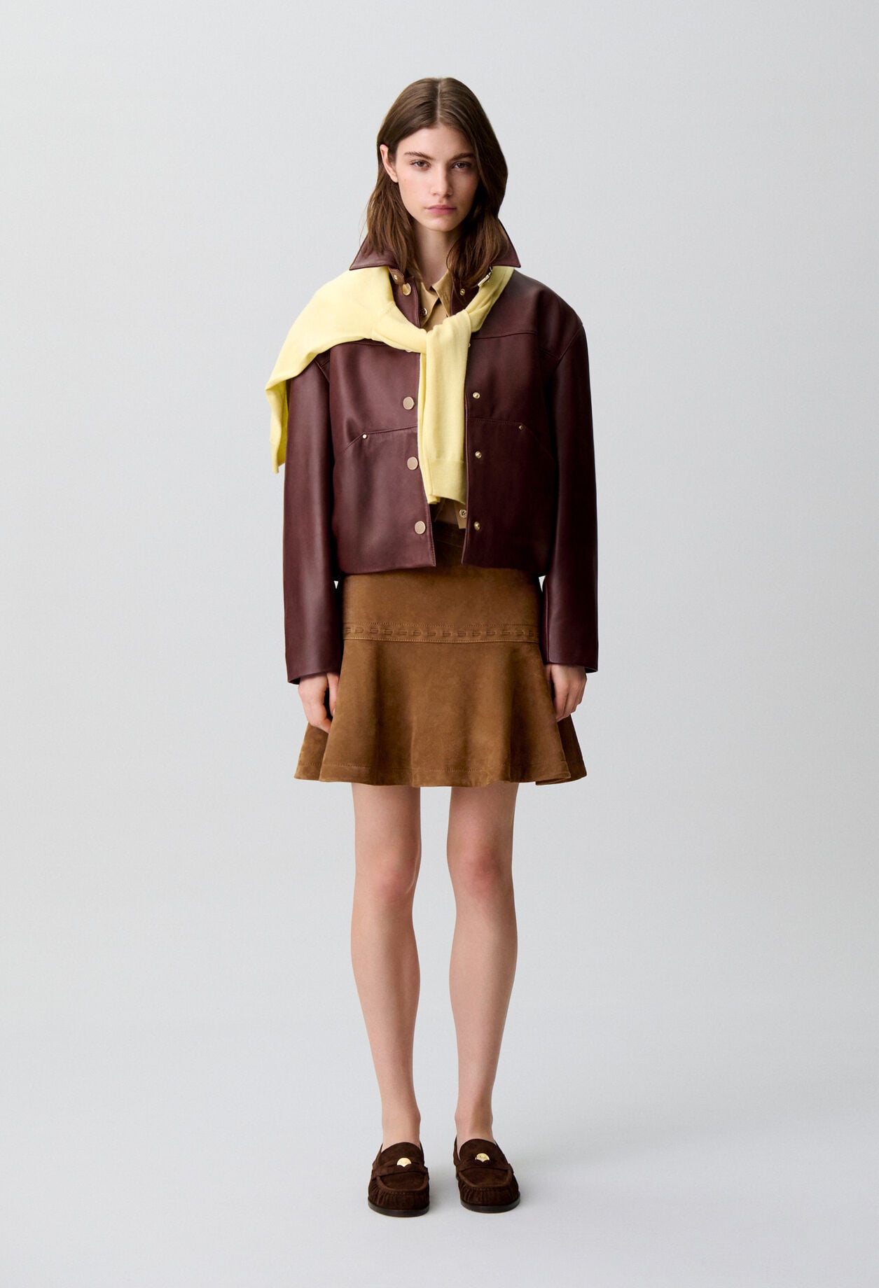 Short suede skirt