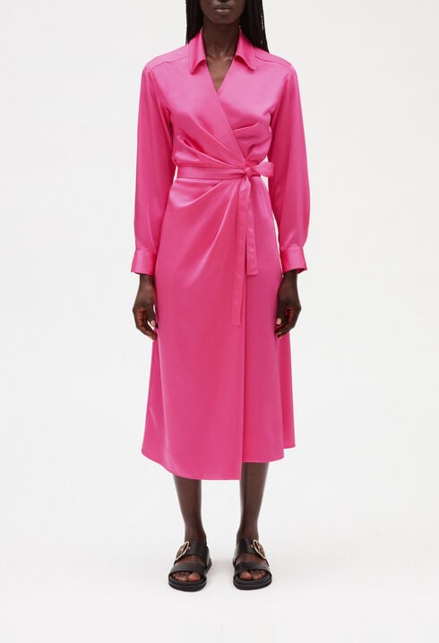 Pink mid-length wrap dress 
