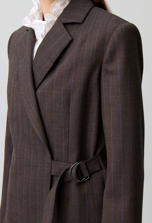 Striped double buckle suit jacket
