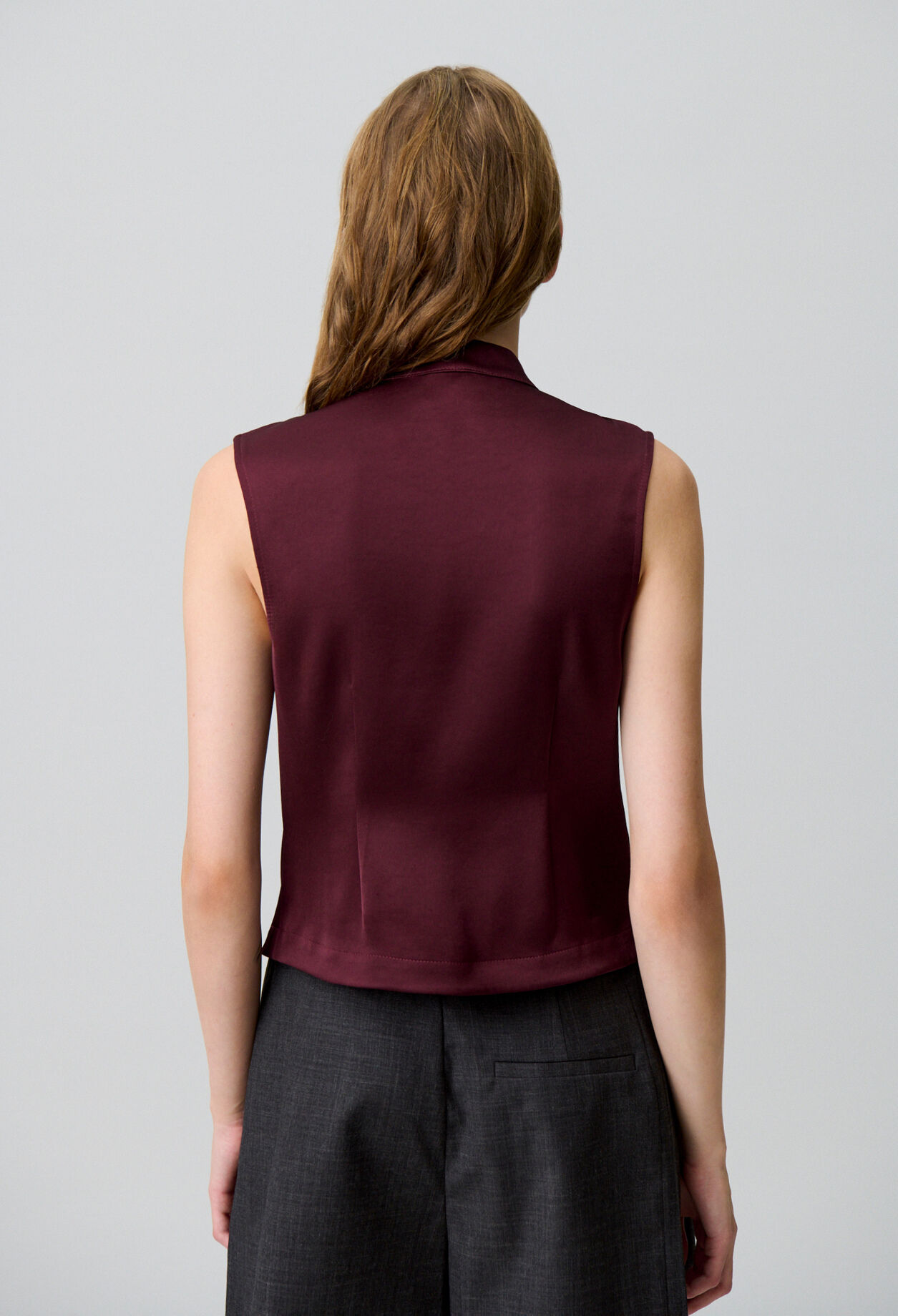 Sleeveless satin blouse