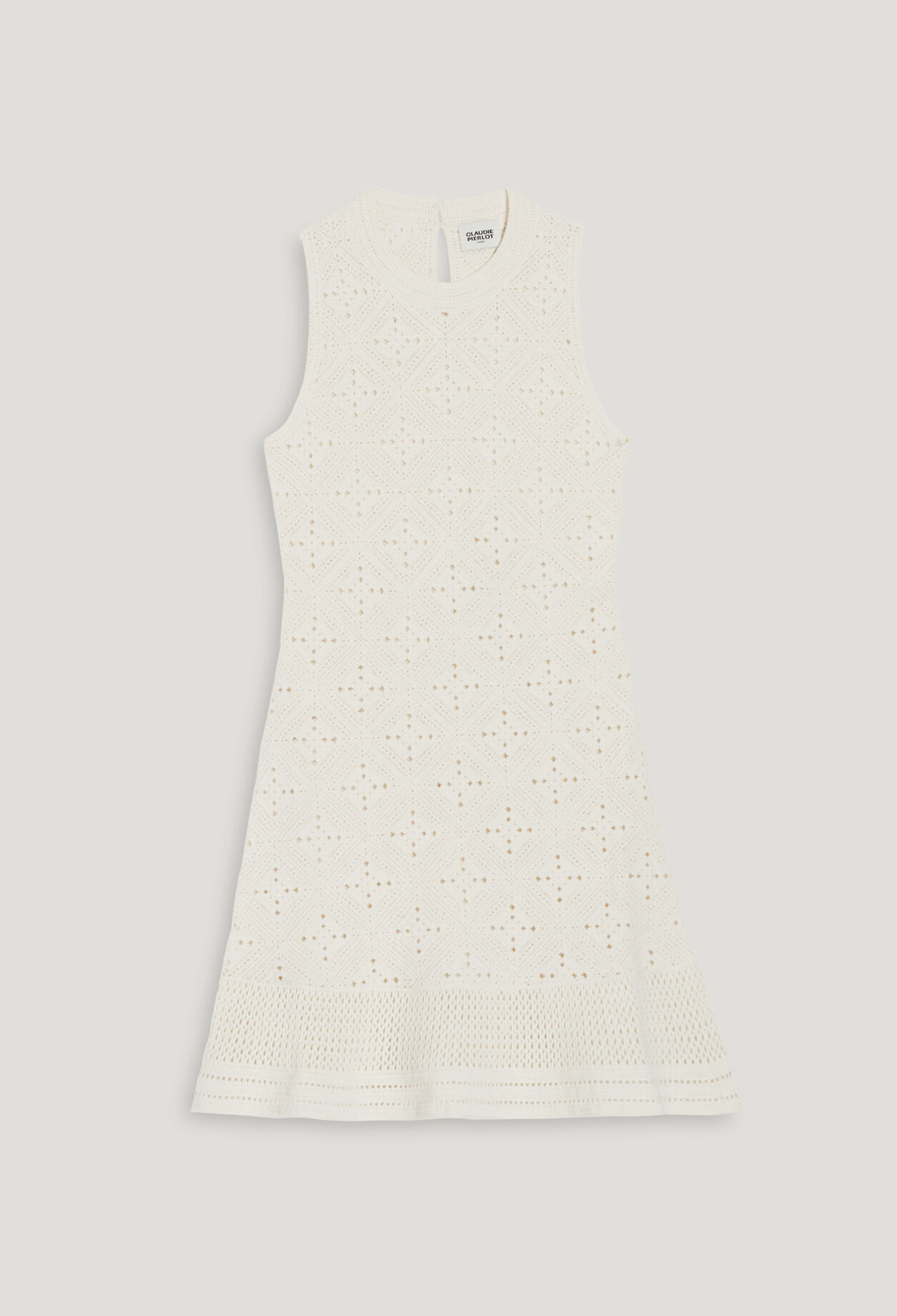 Ecru openwork cotton mini dress