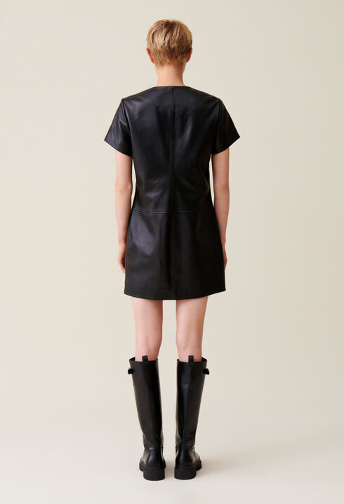 Short Zipped Leather Dress