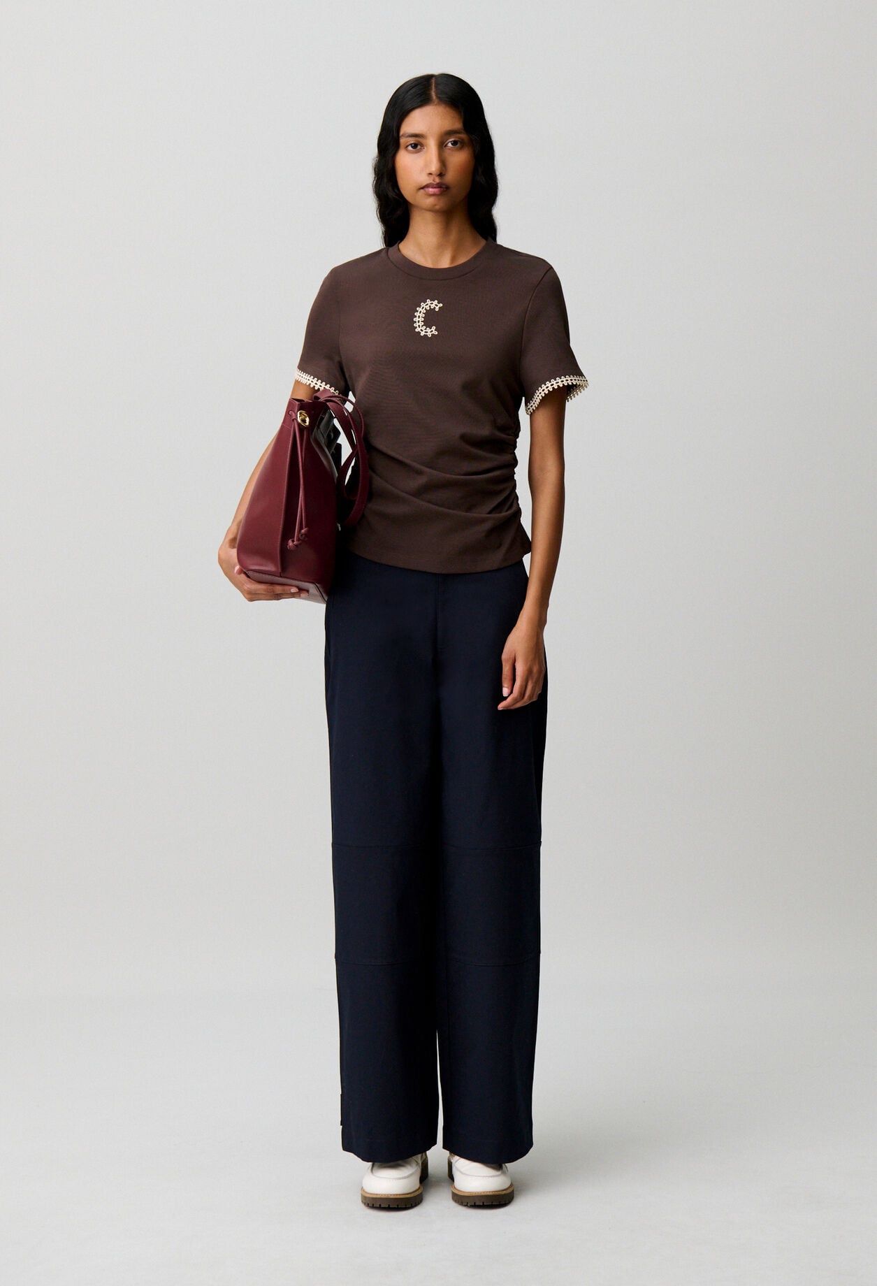 Draped short sleeve T-shirt