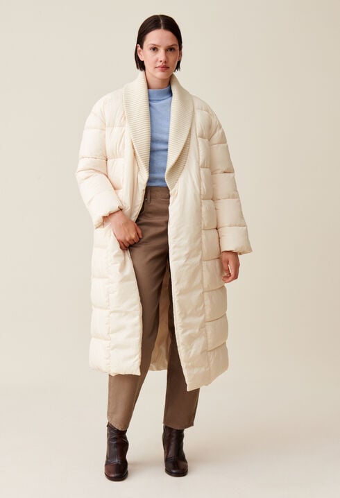 Long padded shawl collar coat