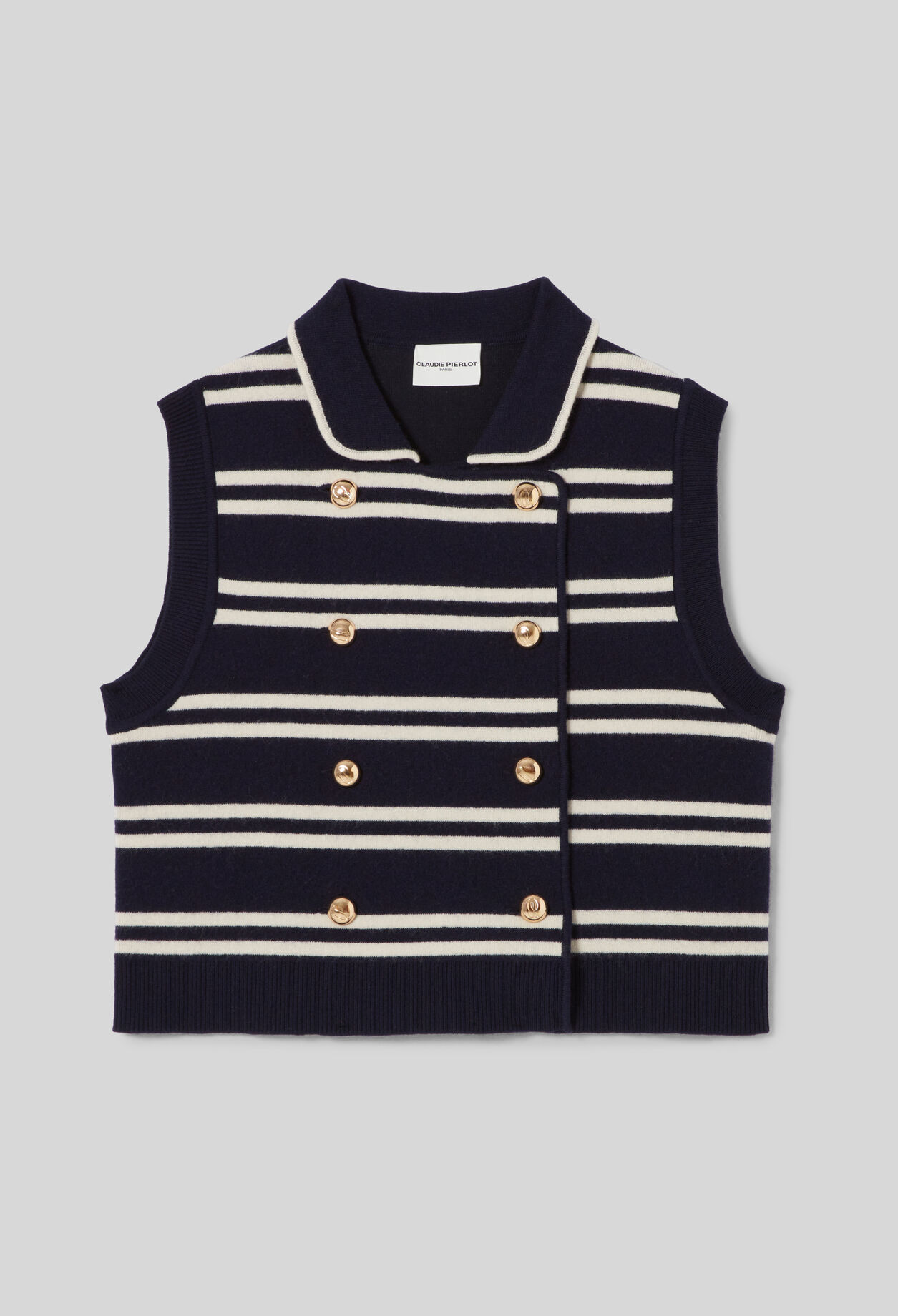 Sleeveless Striped Cardigan