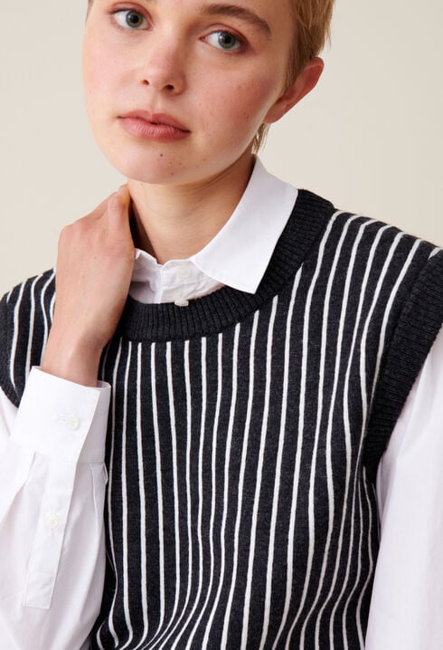 Sleeveless Striped Knit Top