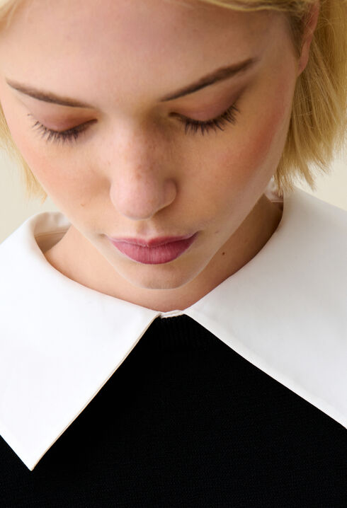 Black knit dress removable collar