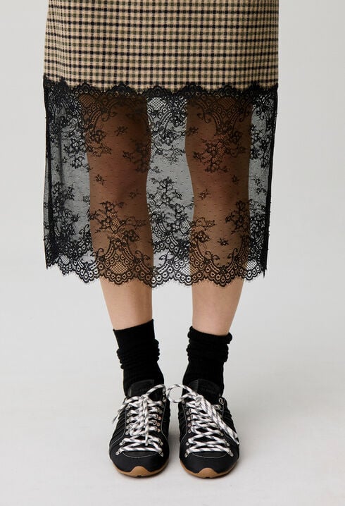 Straight checked skirt