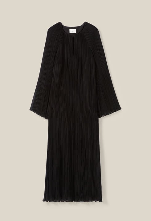 Sheer Pleated Maxi Dress