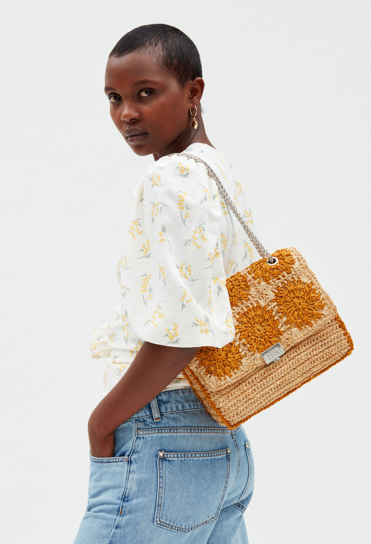 Mimosa raffia bag