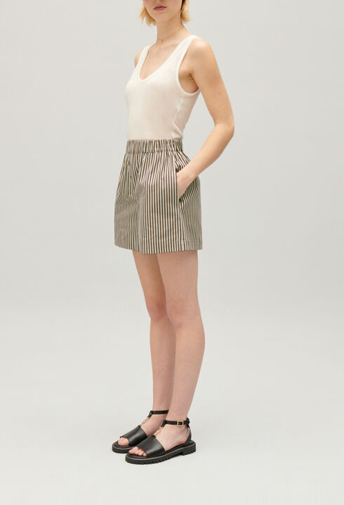 Green striped shorts
