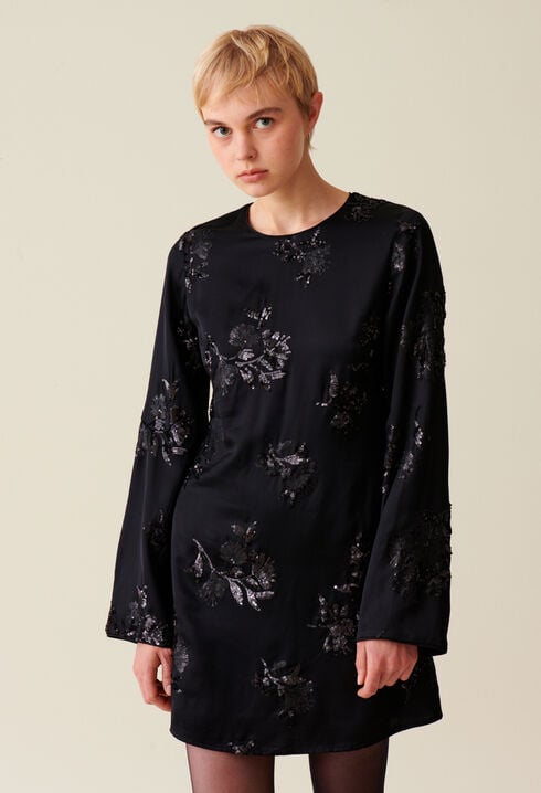 Black dress embroidered sequins