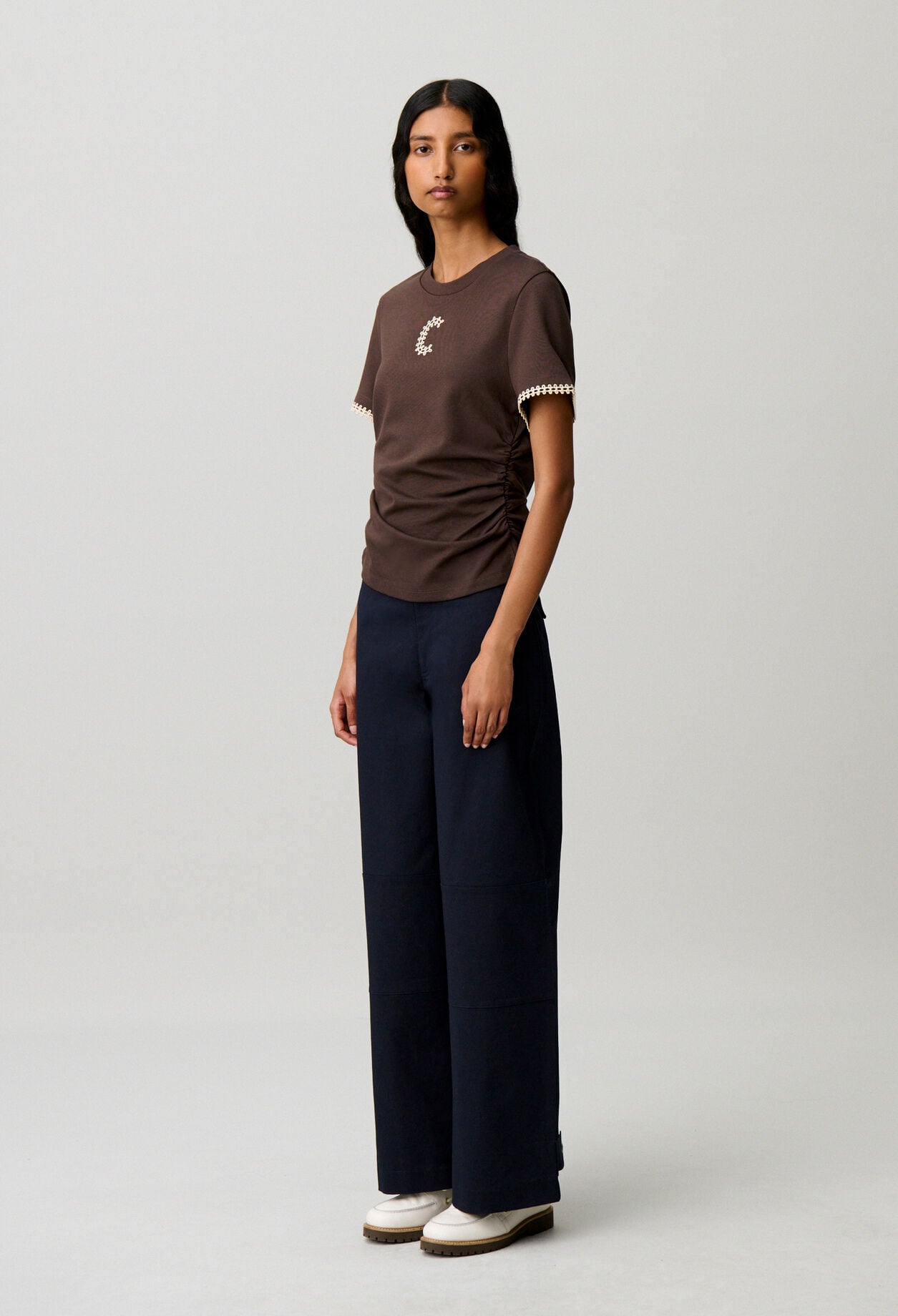 Draped short sleeve T-shirt