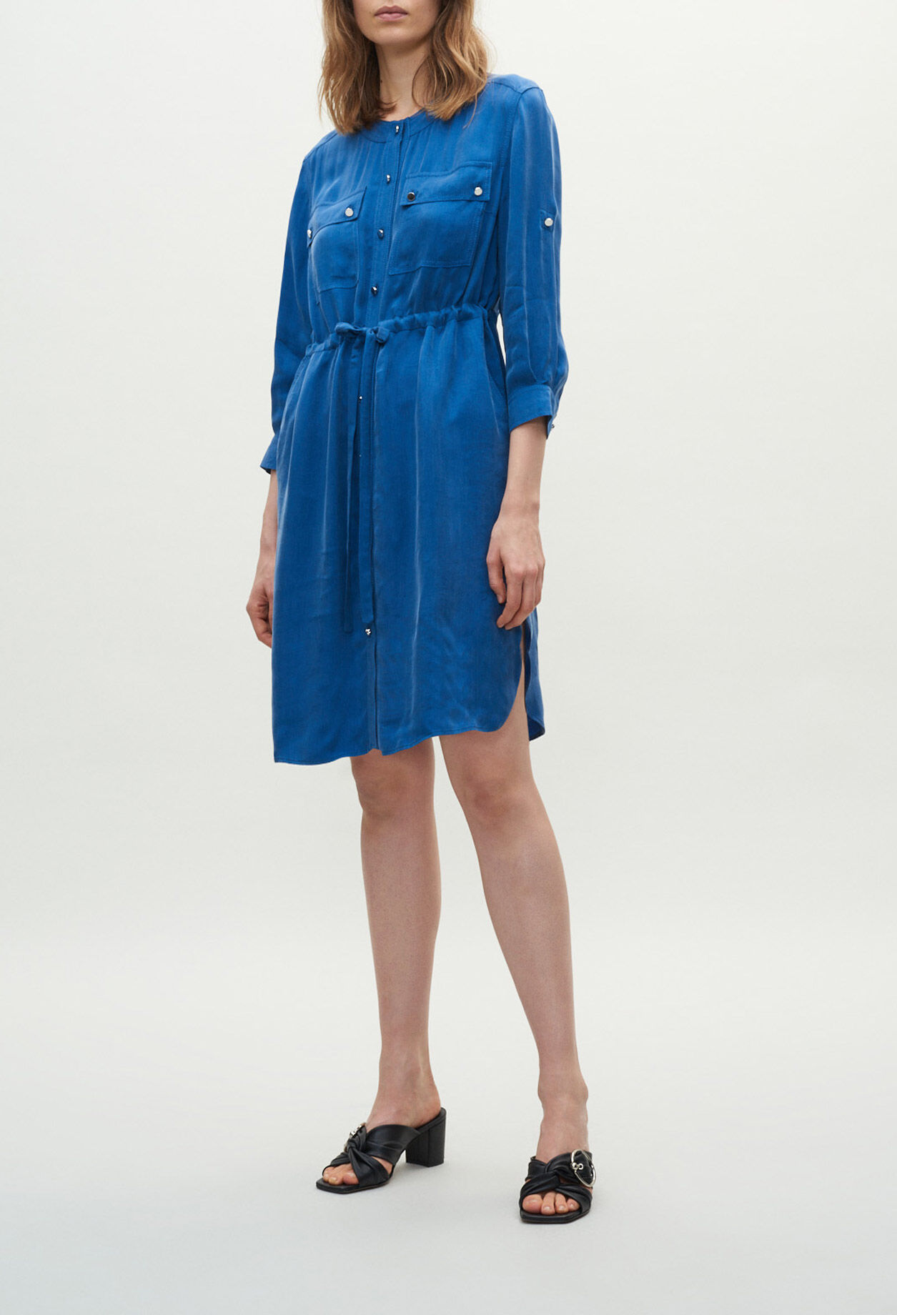 Button-down dress with round neckline