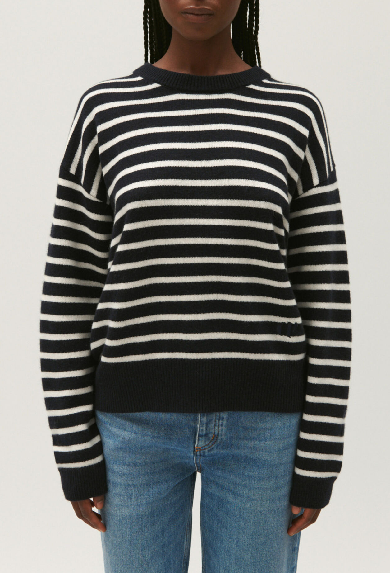 Two-tone stripy cashmere jumper