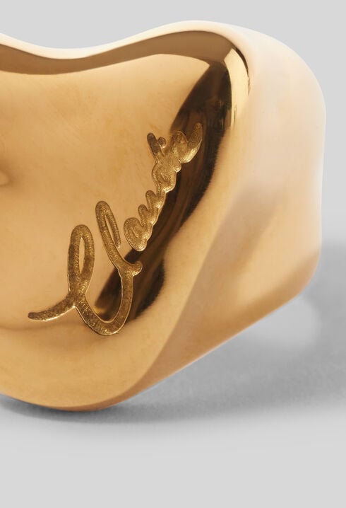 Hammered heart signet ring