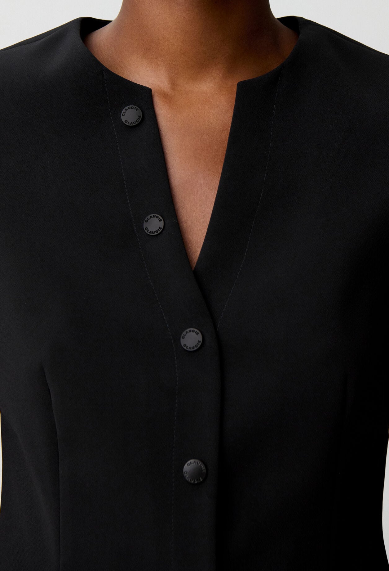 Fitted button-up V-neck top