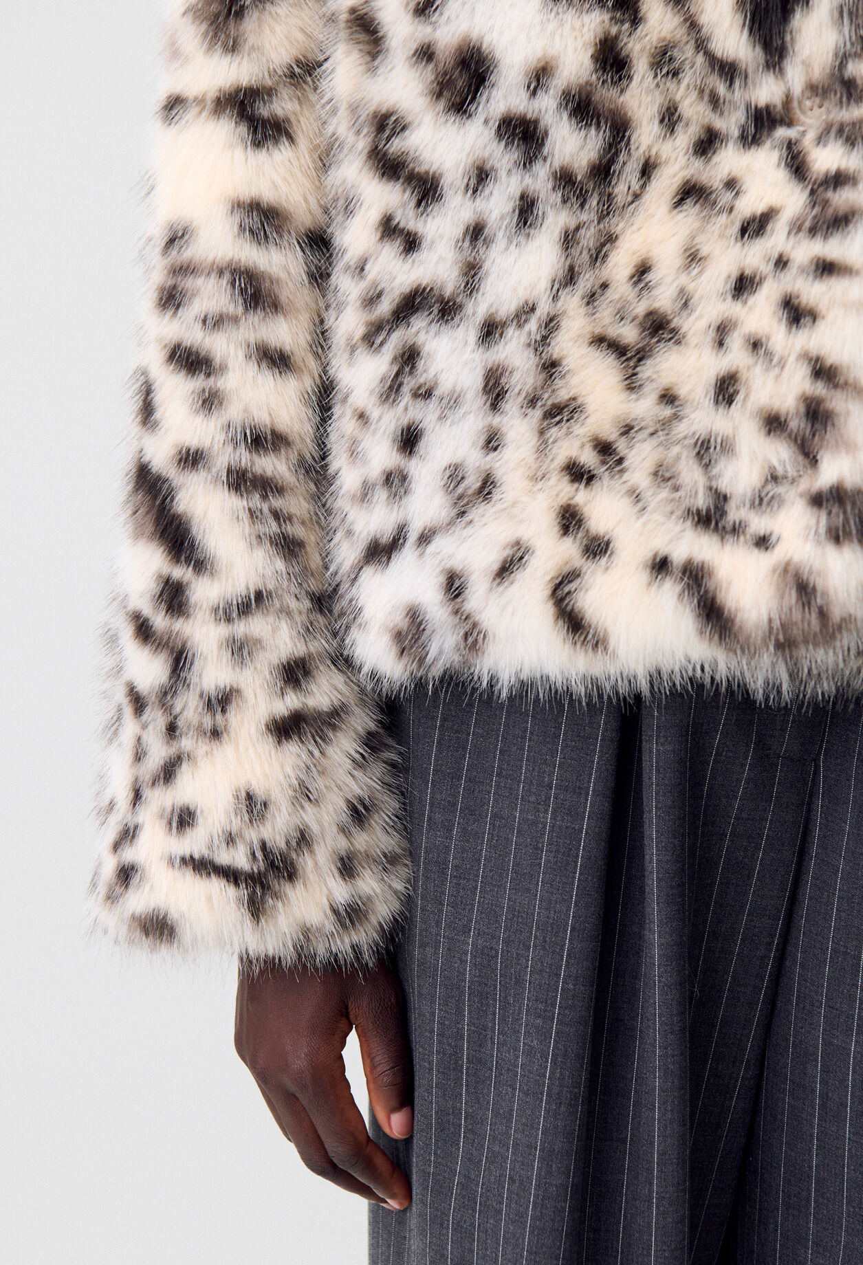 Leopard faux fur coat