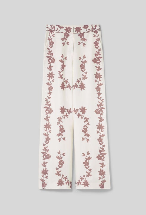 Floral wide-leg trousers