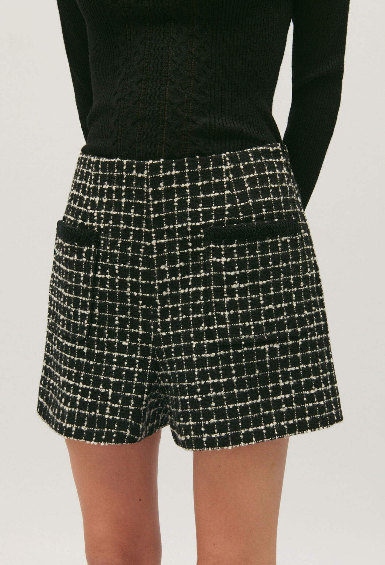Two-tone tweed shorts