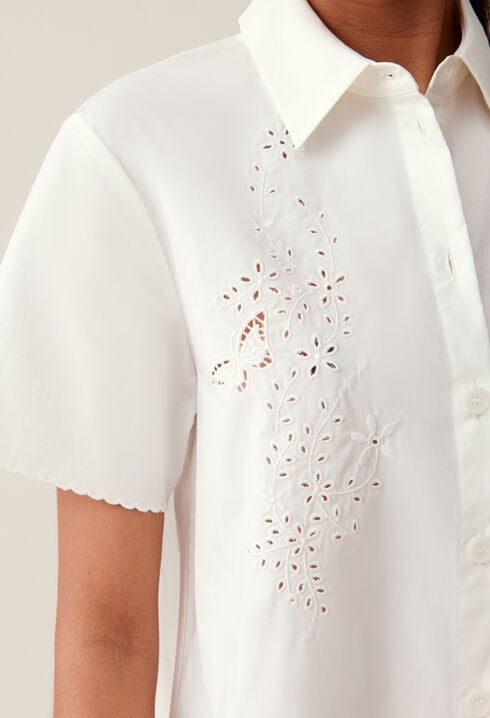 Short Embroidered White Shirt Dress