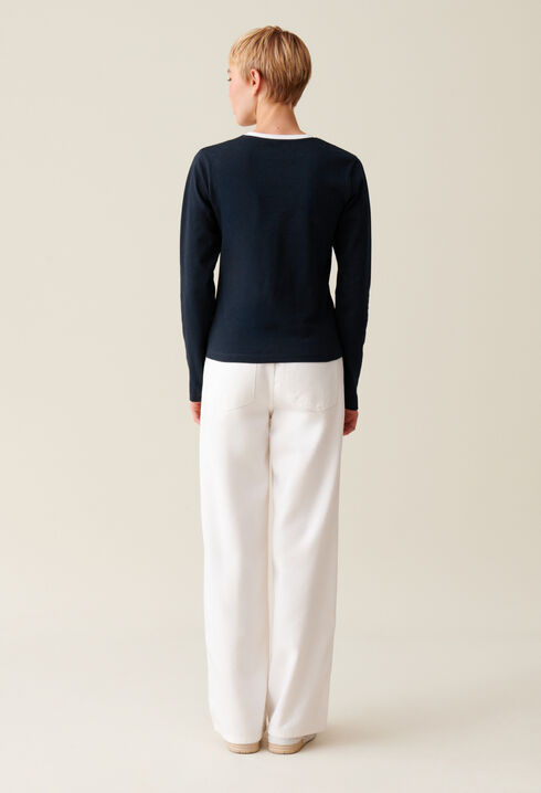 Black cotton long-sleeve T-shirt