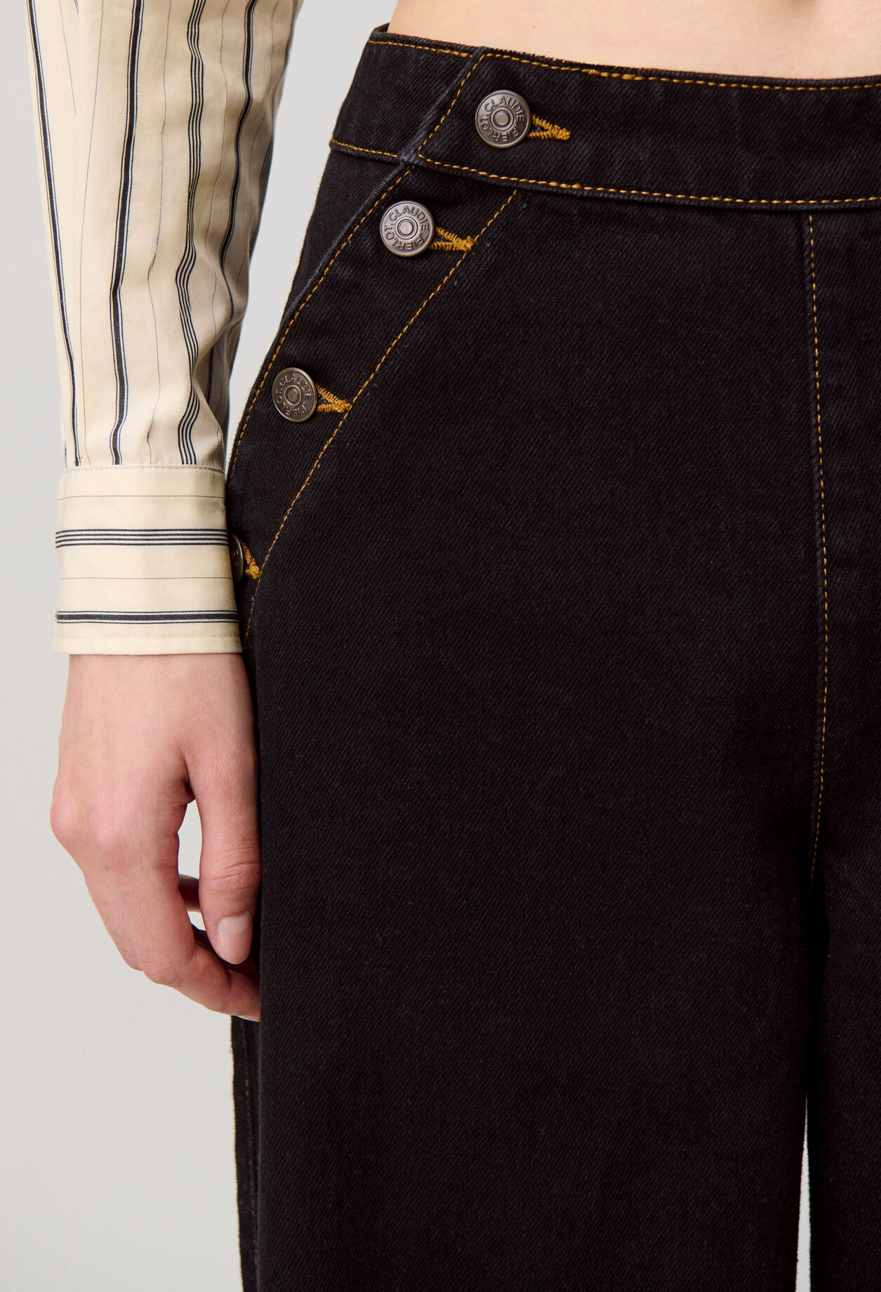 Black denim sailor jeans