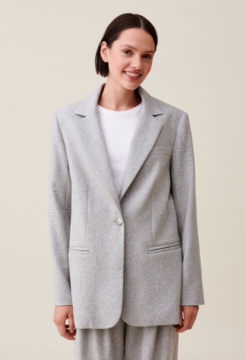 Grey wool-blend tailored jacket