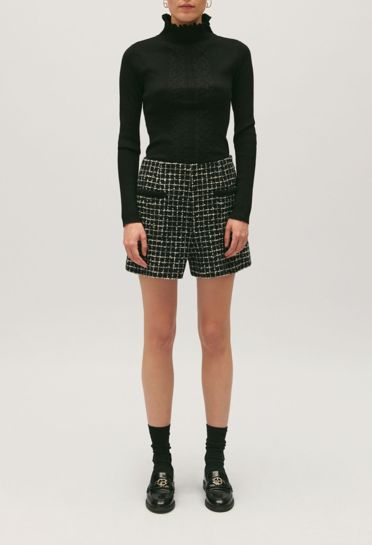 Two-tone tweed shorts