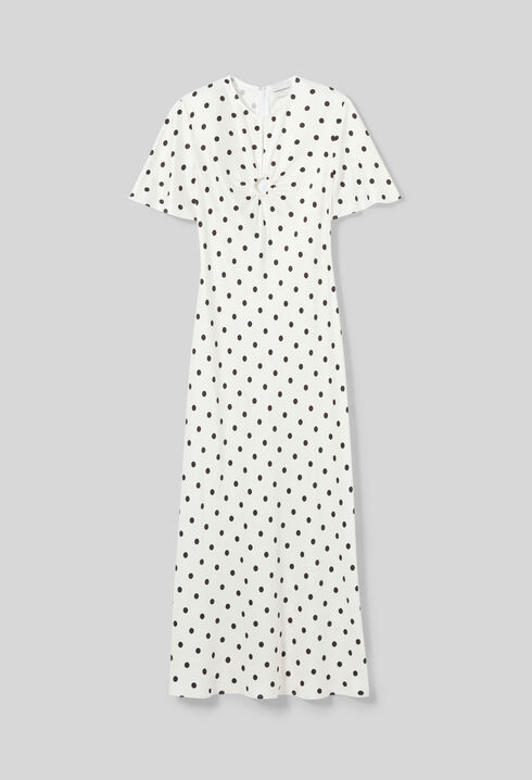 Satin polka dot maxi dress