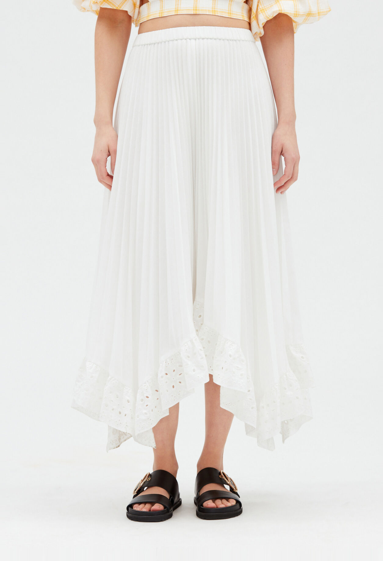 Off-white pleated mid-length skirt