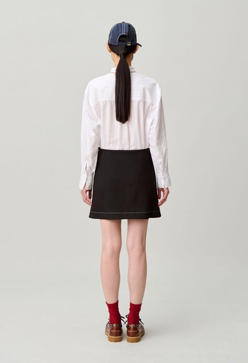 Contrast stitch straight skirt