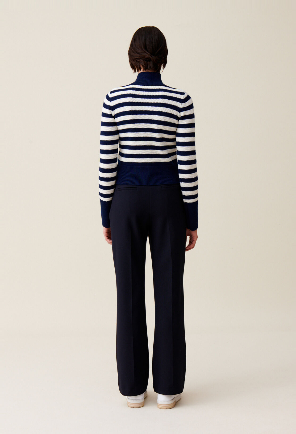 High-neck striped jumper