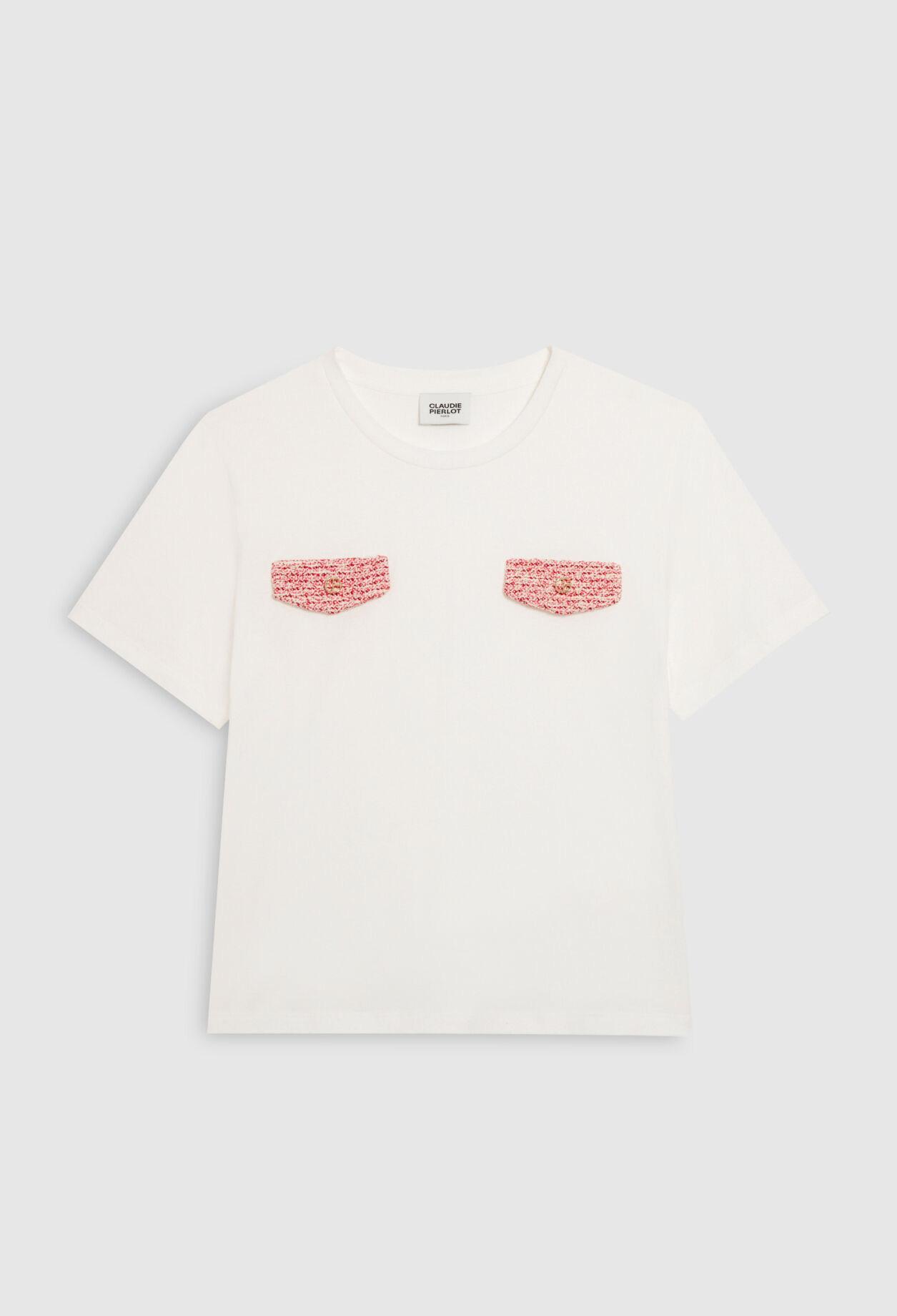 Ecru tweed pocket t-shirt