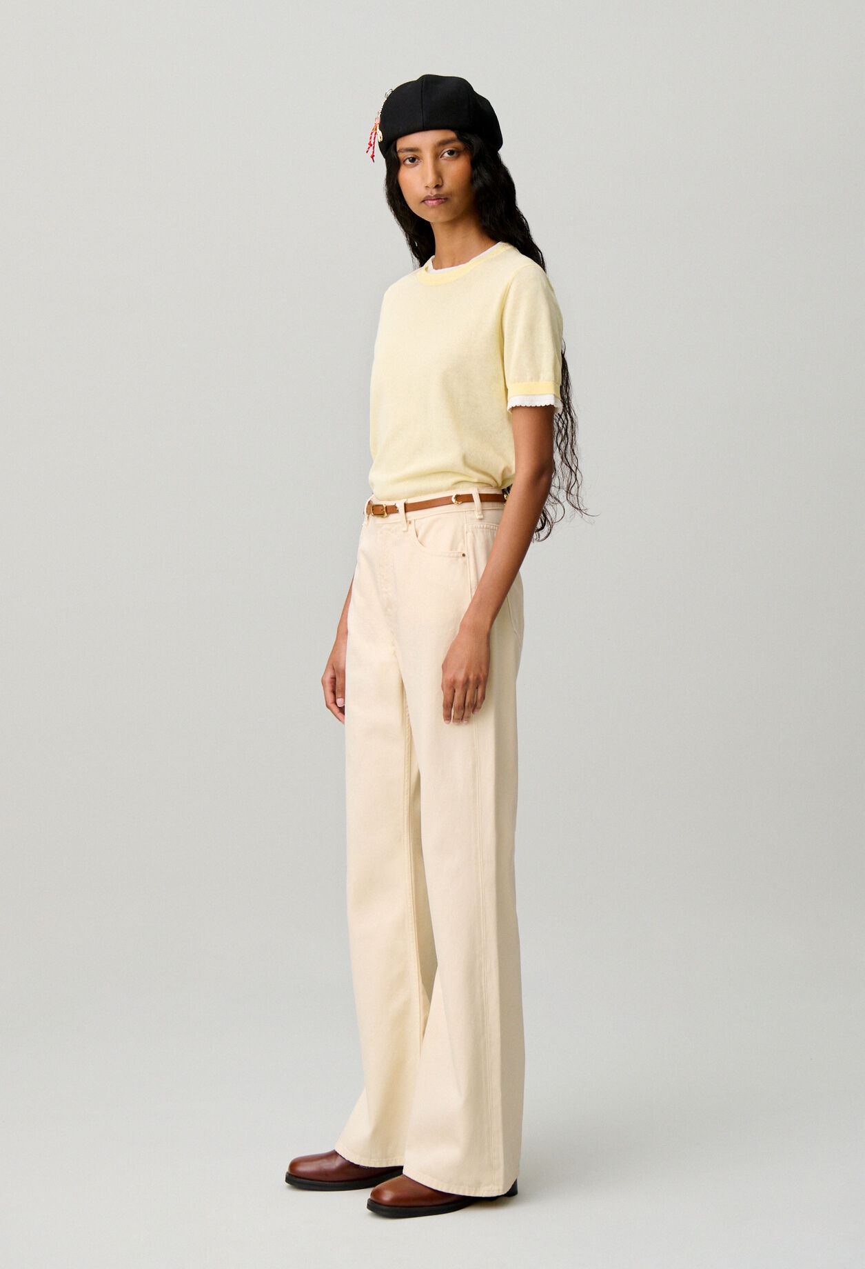 High-waisted flared denim jeans
