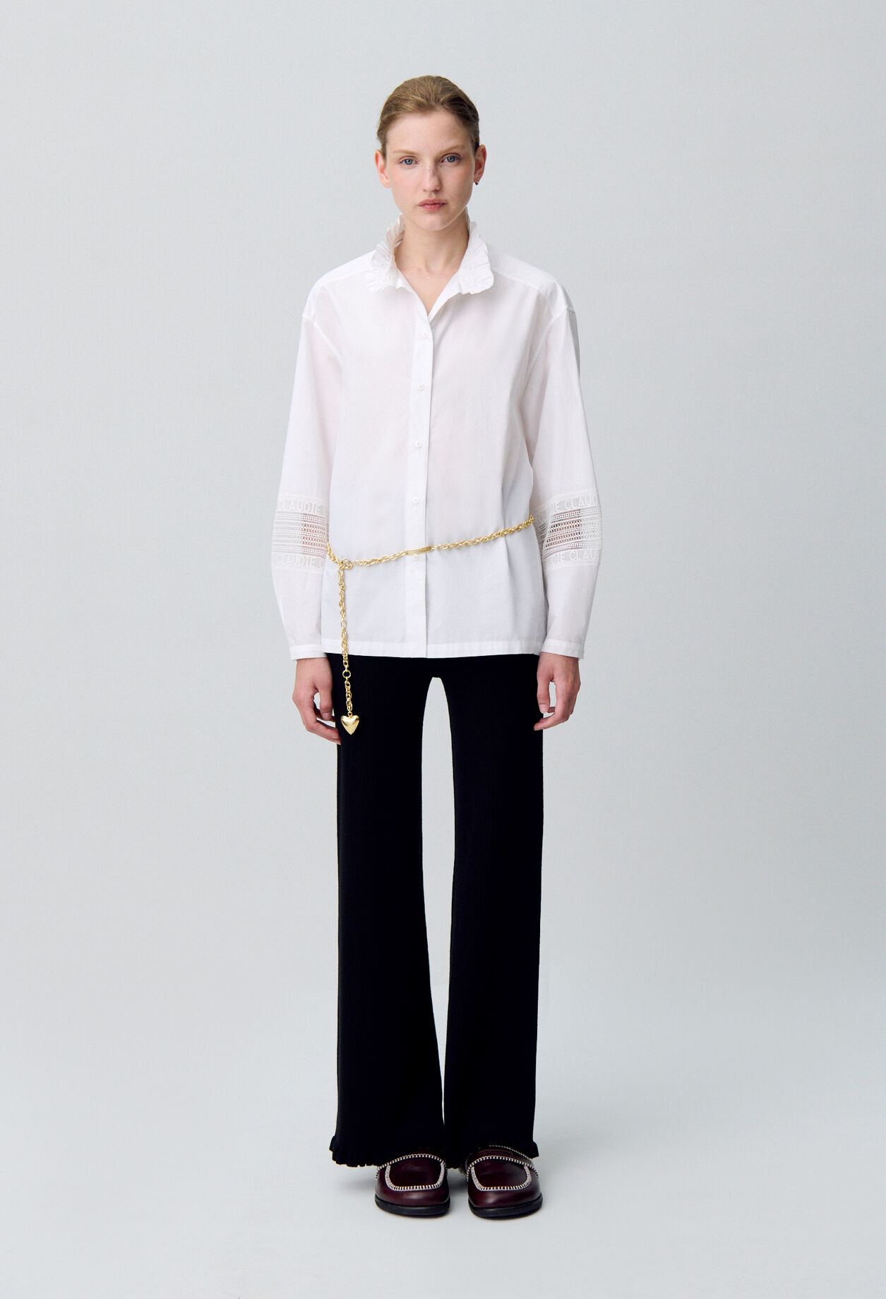 Cotton shirt with frill collar Cotton shirt with frill collar